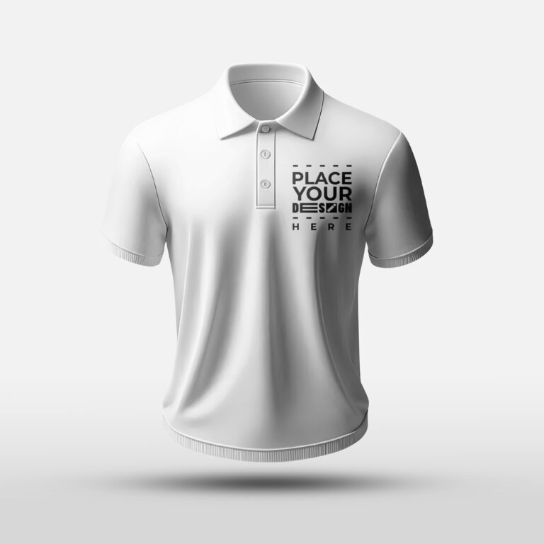 Free White 3D Polo T-Shirt Mockup PSD