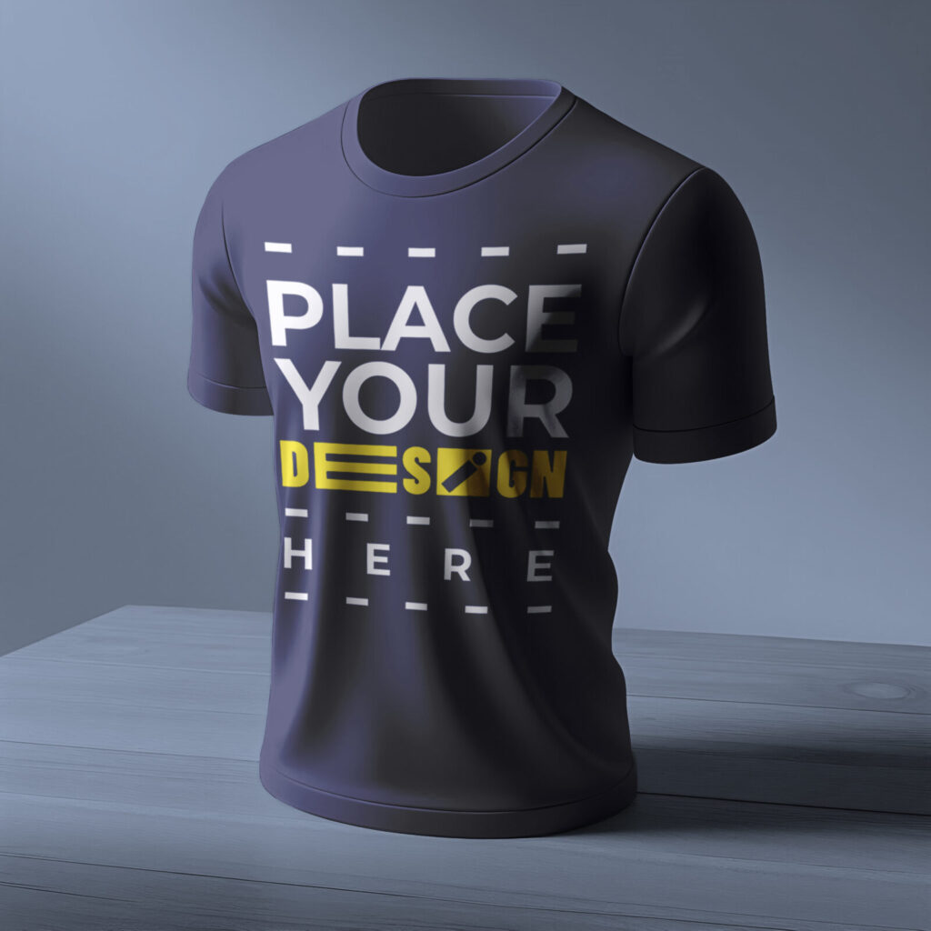 A Navy Blue 3D T-Shirt Mockup