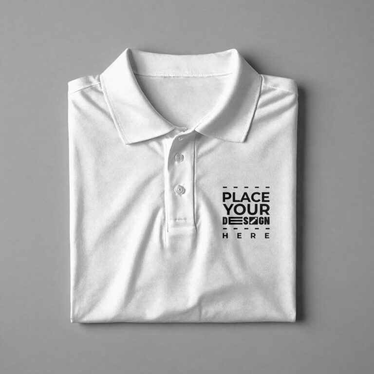 A folded white polo shirt mockup